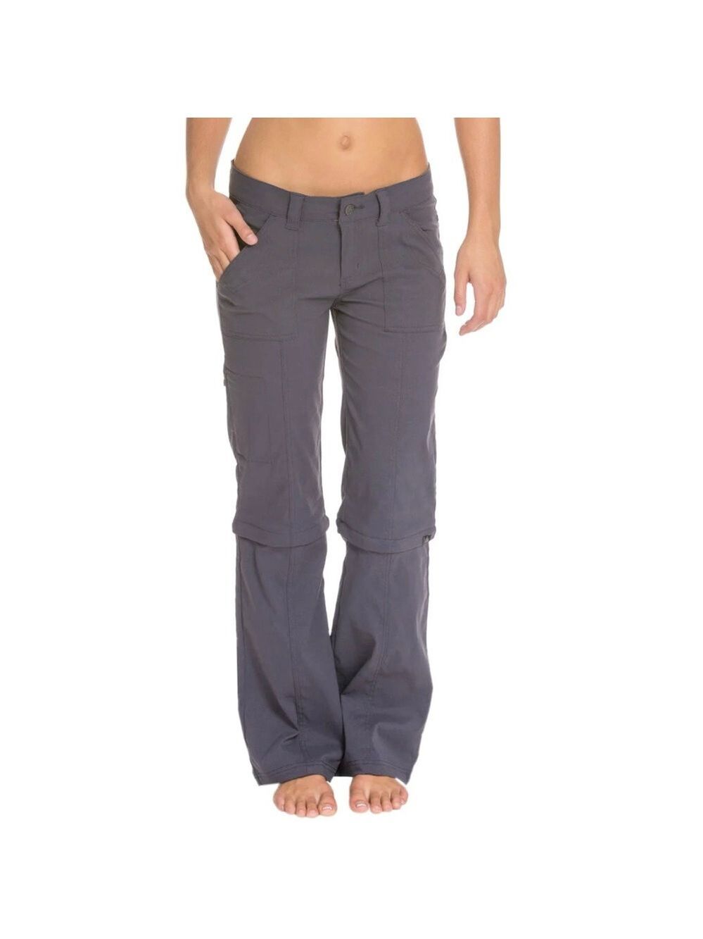 Prana Monarch Convertible Pants Grey Sz 12 Short Inseam
